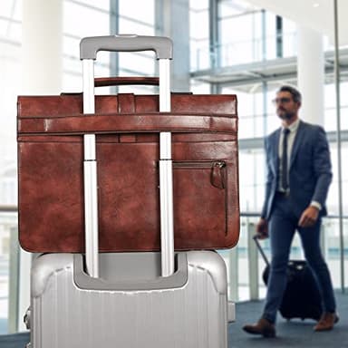 ESTARER Men's Leather Briefcase 15.6 Inch Laptop Messenger Bag for Office/Business/Travel, Professional Leather Computer Shoulder Bag, Vintage Brown - Image 6