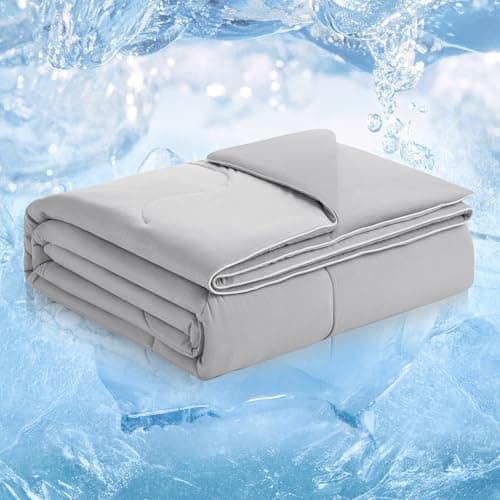 Cozy Bliss Viscose Cooling Comforter King Size, Reversible Cooling Blanket for Hot Sleepers and Night Sweats, Q-Max 0.4 Breathable Summer Comforter Quilt, Lightweight Soft Silky Smooth, Cool Grey - Image 1
