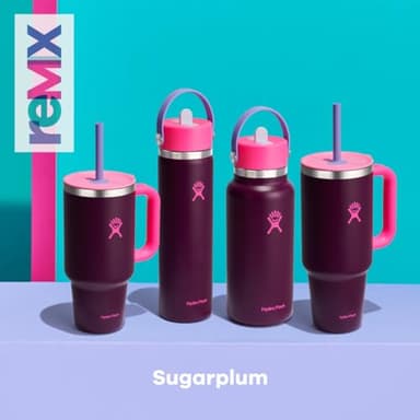 Hydro Flask 40 Oz Travel Tumbler with Handle, Lid and Straw - Insulated Stainless Steel in Sugarplum - Image 2