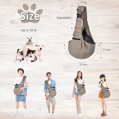 CUBY Dog and Cat Sling Carrier - Hands Free Reversible Pet Papoose Bag - Soft Pouch and Tote Design - Suitable for Puppy, Small Dogs Cats Outdoor (Khaki Senior, Adjust Strap 2.0)… - Image 6