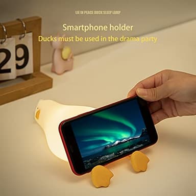 MUID Benson Lying Flat Duck Night Light, LED Squishy Duck Lamp, Cute Light Up Duck, Silicone Dimmable Nursery Nightlight, Rechargeable Bedside Touch Lamp for Breastfeeding, Finn The Duck. - Image 4