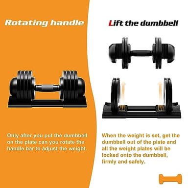 Adjustable Dumbbell Set with Tray - 52lbs, Anti-Slip Handle & Weight Plate for Home Strength Training - Image 5