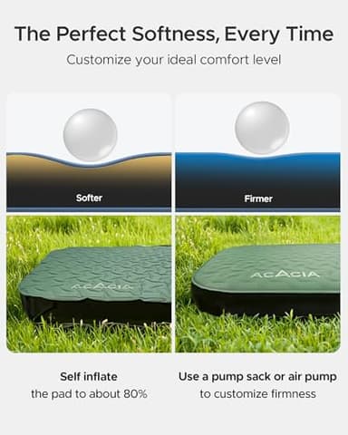 ACACIA 4.3" Thick Self Inflating Sleeping Pad with Foam | Innovative Y-Shaped Telescopic Structure | Ultraportable Camping Mattress | Outdoor Compact Air Mat for Tent Car | Full - Image 6