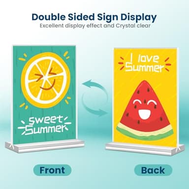 Acrylic Sign Holder, 5x7, 15 Pack Vertical Clear Table Menu Display, Double Sided, Plastic Stand, Suitable for Restaurants, Office, Store, Fair - Image 4