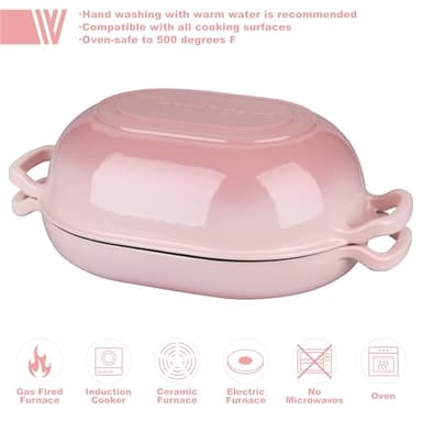 VORRINGARD Enameled Cast Iron Sourdough Bread Oven, Dutch Oven, Loaf Cast Iron Bread Pan for Homemade Bread Baking, Meatloaf Pan with Lid, 7QT, Pink - Image 3