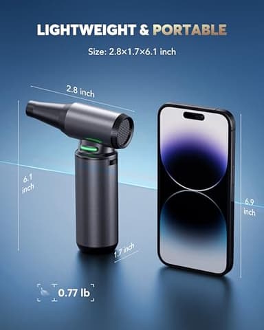 Compressed Air Duster, 180000RPM 7500Mah Electric Air Duster with Brushless Motor, 12-Gear Mini Blower, Replace Canned Air, Jet Dry Blower for Computer, Keyboard, Car, Home, Outdoor Cleaning - Image 7