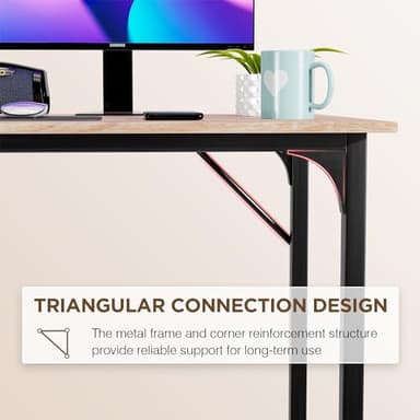 PayLessHere | 47 Inch Computer Desk | Nature | Office Desk with Metal Frame, Adjustable Feet | Water-Resistant, Scratchproof Surface | Sturdy Writing Table for Home Office or Study | Pack of 1 - Image 7