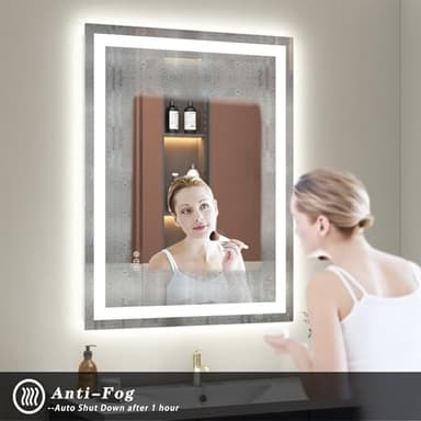 ODDSAN LED Lighted Bathroom Mirror 24x 32, Dimmable Vanity Mirror with Lights, Anti-Fog, ETL Listed (Backlit and Front Lighted) - Image 5