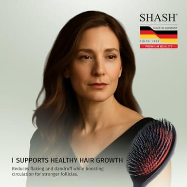 Since 1869 Hand Made In Germany - Nylon Boar Bristle Brush Suitable For Normal to Thick Hair - Gently Detangles, No Pulling or Split Ends - Softens and Improves Texture, Stimulates Scalp (Large) - Image 5