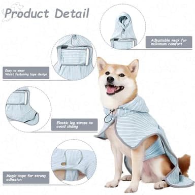 VTOPVMAX Dog Robes for After Bath, Dog Bathrobe Towel, Fast Drying Super Absorbent Pet Dog Cat Bath Robe (Blue XXXL) - Image 2