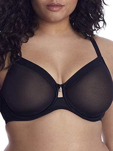 Curvy Couture Women’s Sexy Sheer Mesh Plus Size Full Coverage Bra, Black Hue, 42DD
