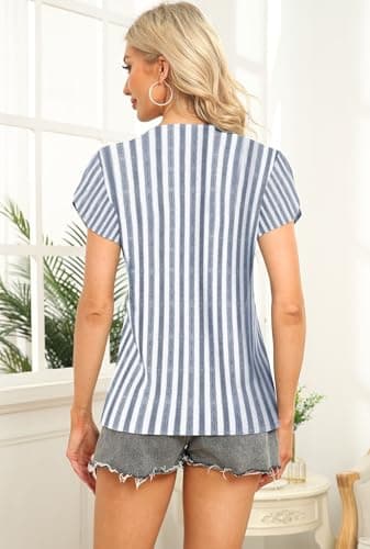 Women’s Tops 2025 Summer Dressy Casual Short Sleeve Loose Cute Print Basic Tunic Shirt Blouse - Image 5