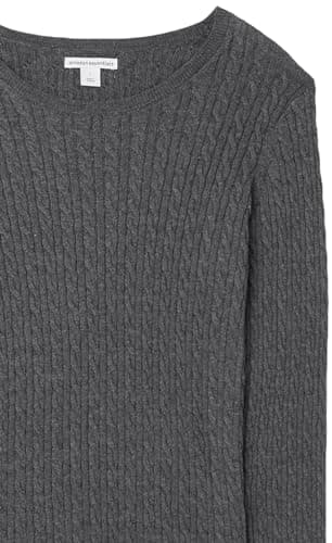 Amazon Essentials Women's Lightweight Long-Sleeve Cable Crewneck Sweater (Available in Plus Size), Charcoal Heather, Medium - Image 6