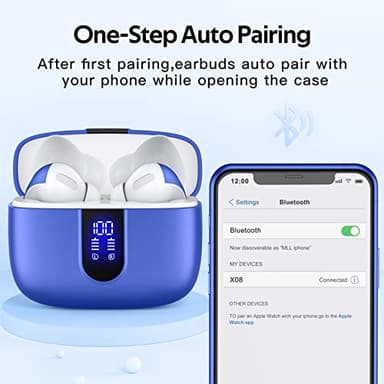 TAGRY Bluetooth Headphones True Wireless Earbuds 60H Playback LED Power Display Earphones with Wireless Charging Case IPX5 Waterproof in-Ear Ear buds with Mic for TV Smart Phone Laptop Computer Sports - Image 5