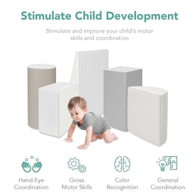 Best Choice Products 5-Piece Kids Climb & Crawl Soft Foam Block Activity Play Structures for Child Development, Color Coordination, Motor Skills - Neutral - Image 5