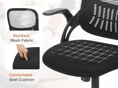 Sweetcrispy Office Computer Desk Chair, Ergonomic Mid-Back Mesh Rolling Work Swivel Task Chairs with Wheels, Comfortable Lumbar Support, Comfy Flip-up Arms for Home, Bedroom, Study, Student, Black - Image 7