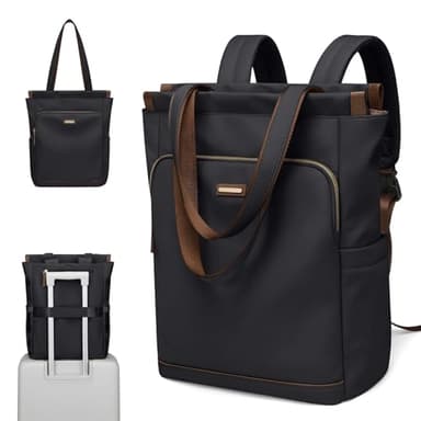 GOLF SUPAGS Convertible Laptop Backpack for Women Casual Daypack Notebook Tote Bag for Work College Travel Leisure (Black) - Image 1