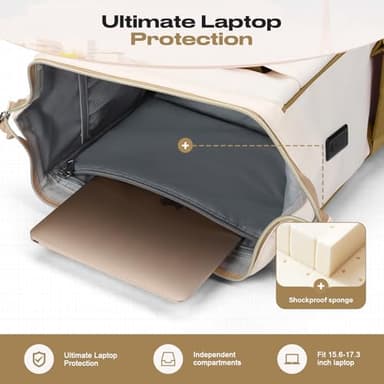 Maelstrom Travel Backpack for Women Men,Laptop Backpack Fits 15.6-17.3 Inch Laptop, Nurse/Teacher/Work Bag with Insulated Lunch Box,Water Resistant Carry On Backpack,Khaki-Beige - Image 4