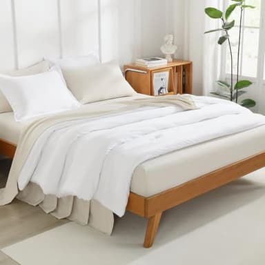 Litanika White Comforter King Size, 3 Pieces Lightweight Solid Bedding Comforter Set, All Season Fluffy Bed Set (104x90In Comforter & 2 Pillowcases) - Image 6