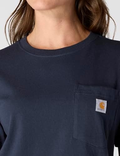 Carhartt womens Loose Fit Heavyweight Short-sleeve Pocket T-shirt Work Utility T Shirt, Navy, Small US - Image 5