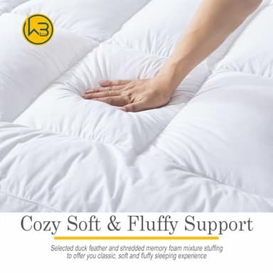 WhatsBedding 5 Inch Duck Feather Bed Twin Size, 100% Cotton Extra Thick Mattress Topper, 2500GSM Overfilled Pillow Top, Hotel Collection Mattress Topper - Image 4