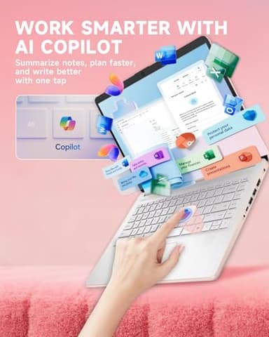 HP 14 Inch Student Business Laptop - Intel N150 | Elegant Pale Rose Gold | Lightweight, AI Copilot Key | 16GB RAM | 384GB Storage(128GB UFS+256GB MSD) | 1 Year Office 365 | Win 11 Pro,w/Accessory - Image 4