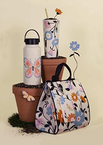 Kate Spade New York Portable Soft Cooler Lunch Bag with Silver Insulated Interior Lining and Storage Pocket, Floral Garden - Image 6