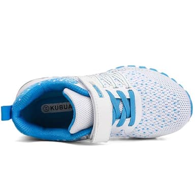 KUBUA Kids Sneakers for Boys Girls Running Tennis Shoes Lightweight Breathable Sport Athletic White Blue - Image 3