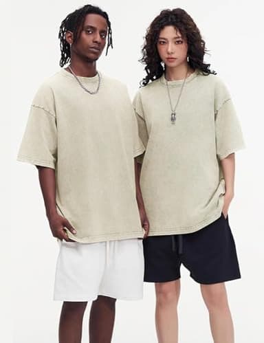 Arssm 3 Pack Men Oversized T Shirts Vintage Tee Loose Fit Short Sleeve Casual Streetwear Baggy Washed Unisex Tops(BlackBeigePink-XXL) - Image 5