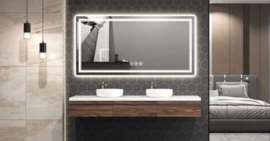 SOGOLINE 55x30 Inch Lighted Bathroom Mirror for Wall, Tempered Glass Smart Led Bathroom Mirror with Anti-Fog, Stepless Dimmable, 3 Colors, Memory, Brighter Led Bathroom Vanity Mirror - Image 2