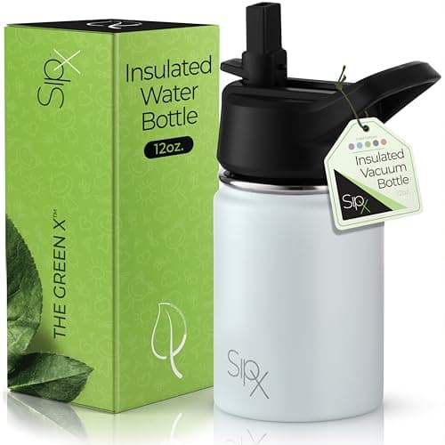 SIPX™ Insulated Kids Water Bottles 12oz. With Straw Lid, BPA-Free Reusable Insulated Toddler Water Bottle Keeps Cold 24 Hours, Metal Water Bottle Kids Made Of Sustainable Material (Blue) - Image 1