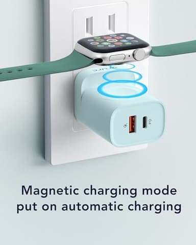 VRURC for Apple Watch Charger, Wireless Magnetic Portable iWatch Charger, PD 20W 3-in-1 Travel Essentials Fast Charging Block for iWatch Ultra/SE/10/9/8/7/6/5/4,iPhone 17/16/15/14/13 etc-Green - Image 7