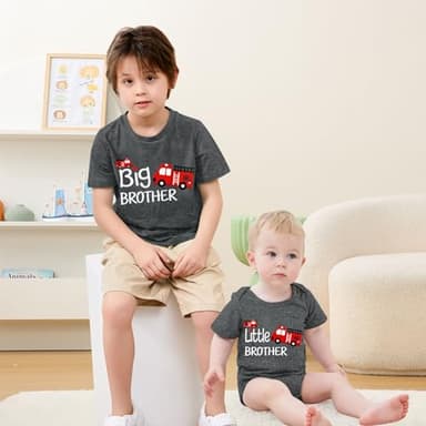 Funnycokid Big Brother Little Brother Matching Outfits Toddler Lil Bro Boy Shirts Set Baby Gifts Clothes - Image 2