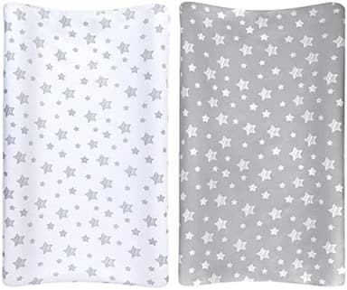 Changing Pad Cover for Boys Girls 2 Pack, Lovely Print Soft Unisex Diaper Change Table Sheets, Fit 32"x16" Contoured Pad, Comfy Cozy 2-Pack Cradle Sheets, Grey & White - Image 6