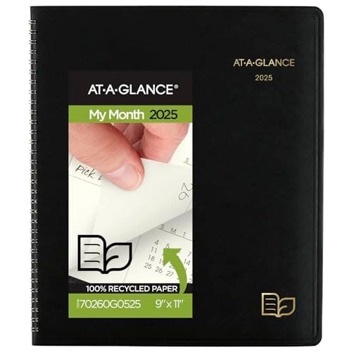 AT-A-GLANCE 2025 Planner, Monthly, 9" x 11", Large, Recycled, Black (70260G0525) - Image 1