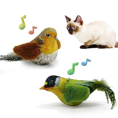 LEWISER Cat Toys Chirping Tit 2 Pcs with Catnip SilverVine, Suitable for Cat Wand Toys, Simulation Bird Design, Interactive Toys for Indoor Kitty Kitten Exercise, Green and Ground - Image 1