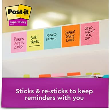 Post-it Super Sticky Notes, 3x3 in, 6 Pads/Pack, 90 Sheets/Pad, Amazon Exclusive Bright Color Collection, Aqua Splash, Acid Lime, Tropical Pink, Sunnyside, Guava and Iris Infusion - Image 10