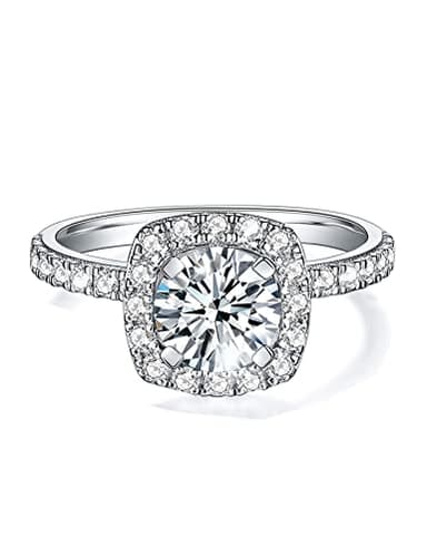 IMOLOVE Moissanite Halo Engagement Rings for Women Halo Rings for Women Wedding Promise Ring 1.4CT D Color VVS1 Clarity Round Cut Moissanite Ring in Sterling Silver plated with 18K White Gold-70 - Image 1