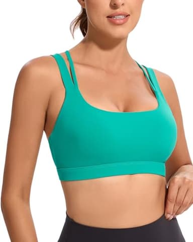RUNNING GIRL High Impact Sports Bra for Women, Criss-Cross Back Padded Strappy Sports Bras Yoga Bra with Removable Cups(3000_Green_XL) - Image 2