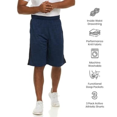 Athletic Shorts for Men - Men's Basketball Shorts - Sports Shorts for Workout, Gym, Running (3 Pack/Set A, Large) - Image 4