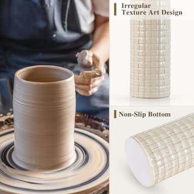 Luvkczc 24.8" Modern Ceramic Bedside Lamp Set of 2, 3 Color Temperature&Bulbs Included - Farmhouse Nightstand Lamps for Living Room Bedroom End Table Office Entryway - Image 7