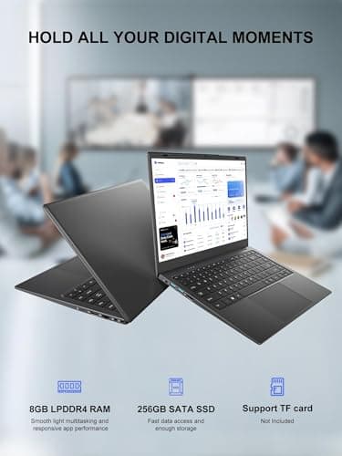 Zrasu Win11 Pro Laptop 8GB LPDDR4 RAM 256GB SATA SSD, Celeron N4020, Gigabit LAN，4K HD, WI-FI5, Bluetooth5.0, 14'' Computer FHD IPS Thin Laptop for Student Home - Image 3
