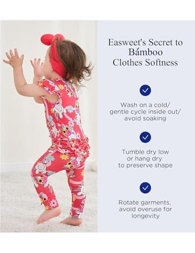 EASWEET Baby Girl Bamboo Viscose Ruffle Romper Zipper Jumpsuit, Footless, Cap Sleeve Infant Clothes, Unicorn Frolics, 0-3 Months - Image 5