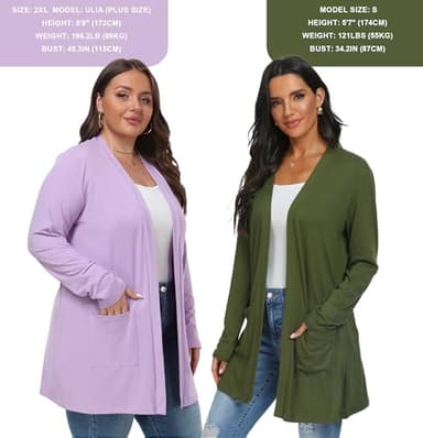 QIXING Womens Cardigan Long Sleeve with Pocketes Long Sleeve Casual Lightweight Open Front Cardigan - Image 2