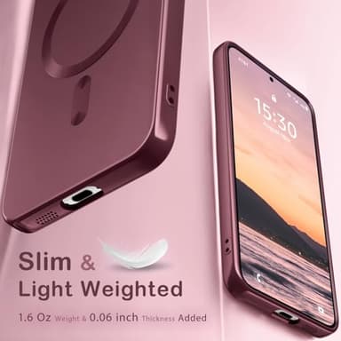 Amzfield Magnetic for Samsung Galaxy S23 Plus Case for Women Men Girls [Compatible with MagSafe] [Camera Lens Protector] Matte Cute Slim Soft Silicone Bumper Shockproof Metallic Phone Case, Burgundy - Image 5