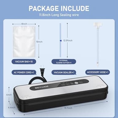 Vacuum Sealer Machine -85KPA Food Vacuum Sealer - 5 in1 Food Sealer Vacuum Sealer with Dry&Moist Modes, Includes 15PCS Storage Bags, 1 Air Suction Hose, 1Cutter - Image 6