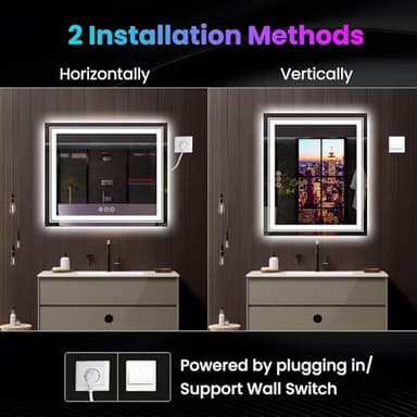 Snowdool LED Mirror for Bathroom, 55"X36" with 8 RGB Backlit +3 Front Lit (Adjustable Individually), Anti-Fog, Large Lighted Bathroom Vanity Mirror for Wall,Shatterproof,Memory Function,Tempered Glass - Image 7