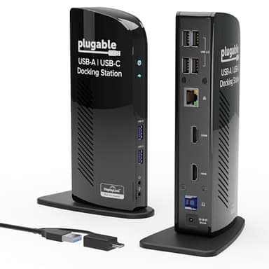 Plugable Universal Laptop Docking Station Dual HDMI Monitor for Windows and Mac (Driver Required), USB 3.0 or USB-C, 2X HDMI, Gigabit Ethernet, Audio, 6 USB Ports (UD-3900) - Image 1