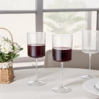 Ciaell 12 PCS Plastic Ribbed Wine Glasses - 10 OZ Plastic Square Wine Glasses with Stem - Disposable Champagne Cups for Parties & Weddings & Party - Image 8
