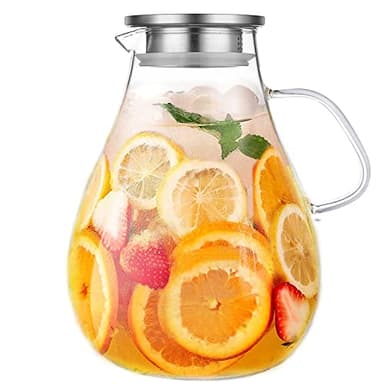 Glass Pitcher with Lid,3000ml - Hot/Cold Water Jug, Juice and Iced Tea Beverage Carafe - Image 1